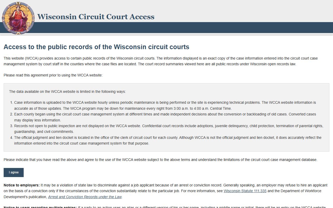 St. Croix County court records after arrest search through Wisconsin Circuit Court Access